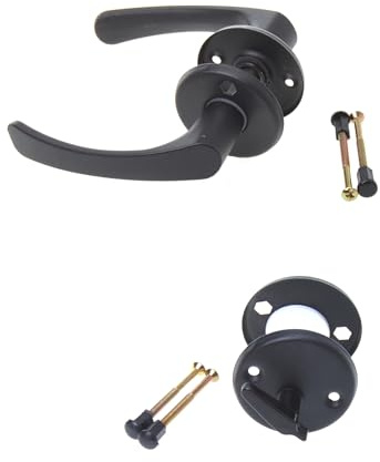 Aqbau® Rosett set dörrhandtag set dörrhandtag handtag handtag set dörrbeslag dörrhandtag svart (toalett – badrum)