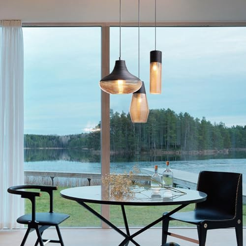 Pendelleuchte Esstisch Hängelampe Vintage Glas Esstischlampe E27 Esszimmerlampe Retro Küche Industrial Hängeleuchte Metall Pendellampe for Esszimmer Wohnzimmer Arbeitszimmer Büro Restaurant(ABC)