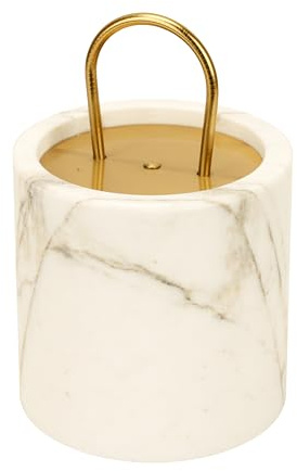 Spiretro Dekorativer Türstopper aus weißem Marmor mit Messinggriff, 19,1 cm hoch, gewichteter zylindrischer Türstopper mit weicher Samtunterseite für rutschfestes, elegantes und langlebiges Design für