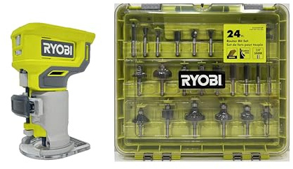 RYOBI ONEAND 18V Cordless Compact Fixed Base Router Tool ONLY with 24-Piece Router