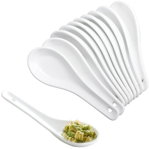 Ulawellor 24 Pièces Cuillères à Soupe en Céramique Blanche, Minimalistes, Résistantes à la Chaleur, Faciles à Nettoyer et à Ranger, Convient pour la Cuisine, Familial et Restaurant