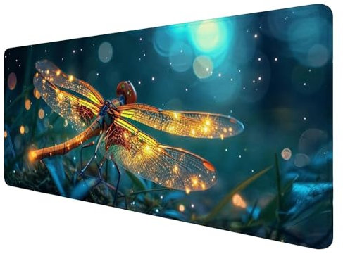 Jaalinng Dragonfly Mouse Mat Gaming Mouse Pad 1600x800x3mm XXL Keyboard Mouse Mat Home Desk Protector Large Non-Slip Desk Pad Durable Anti Fray Edges Mousepad Insect for Office Work Home Decor J139