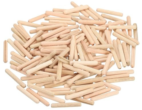 sourcing map Lot de 100 chevilles cannelées en bois de 0,9 cm x 4,5 cm – Tiges en bois rainurées pour le travail du bois – Goupilles en bois cannelées pour travaux manuels, projets de bricolage