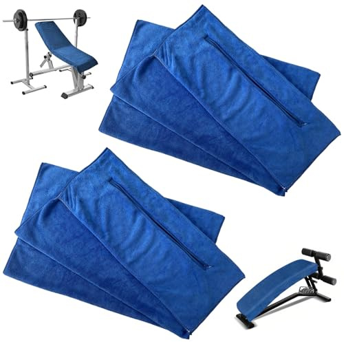 Aarcyye 2 Stück Sporthandtuch, 120 x 50 cm Fitness Handtuch, Schweißabsorbierendes Sporthandtuch, Fitnesshandtuch mit Reißverschlusstasche, für Fitness und Sport, Marineblau