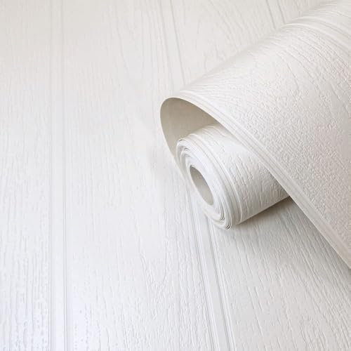 Belgravia Decor White Paintable Beaded Wood Panel Wallpaper 5844