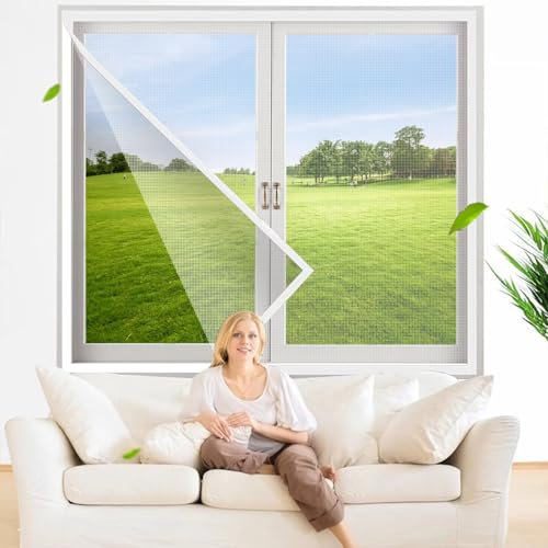 Window Insect Screen Replacement 155x200cm White Fly Screen Window Roller Blind Protection cat Without Drilling Net Mosquito Door