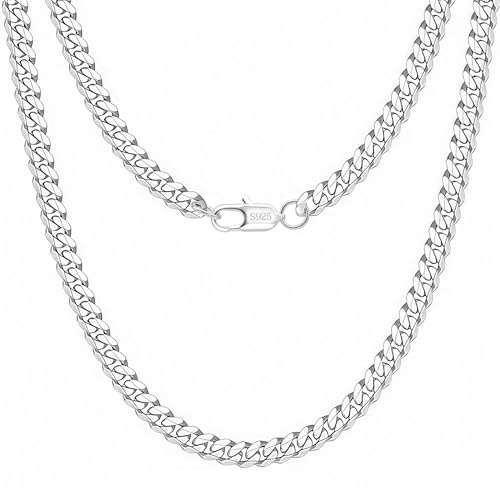 925 Silver Chain Necklace for Man 5mm/7mm/9mm Cuban Chain 18-26 Inch Men's Jewellery Gift (7mm, 22 Inch)