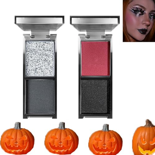Rot Schwarz Lidschatten Palette,Schwarz Weiß Make up Palette, Goth Rot Makeup Lidschatten Palette,Smokey Gothic Makeup Lidschatten, Hochpigmentiert Lidschatten Halloween Clown SFX Auge, 4 Farben