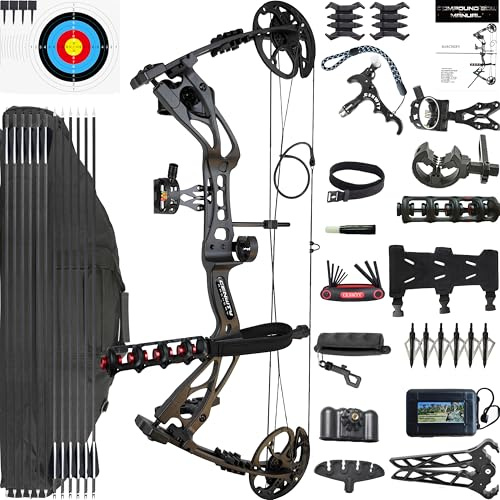 CENWTY Bågskytte Compoundbåge Set 0-70 LBS, Draglängd 16.5”-30”, upp till IBO 325 fps, Jakt Compoundbåge med alla tillbehör för bågskytte jakt målskytte övning (Svart vänsterhänt)