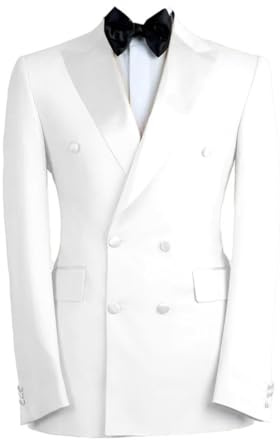 Leader of the Beauty Blazer à boutons pour homme - Coupe ajustée - Veste de costume formelle - Classique - Robe de mariage - Blazers de smoking, blanc, XXL