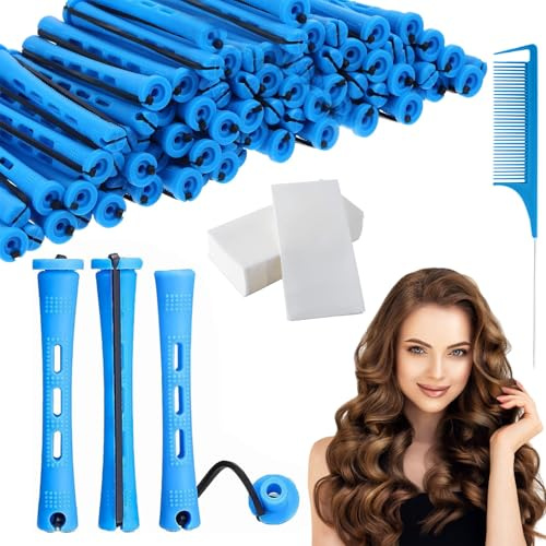 xolear 40 Pièces Kit Permanente Cheveux 0.35 Pouce, Bigoudis Permanente avec 40 Papier Permanent, Bigoudis Cheveux Court avec Peigne aux Cheveux Naturellement Bouclés, Longs et Courts
