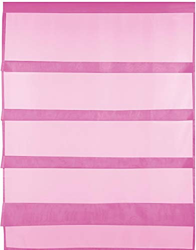 Bestlivings Transparente Bistrogardine Raffoptik mit Stangendurchzug in Voile, schlicht und modern in vielen erhältlich (80 x 110 cm/pink - Fuchsia)