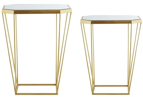 Beliani Stilvolles Beistelltisch Set 2er Set Spiegel/Gold Sierra