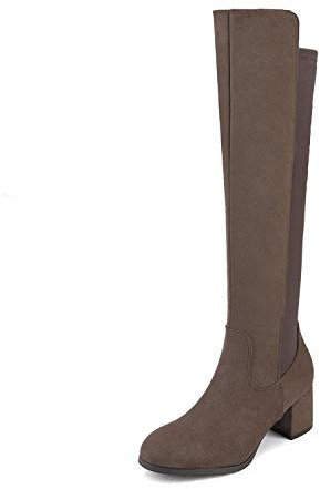 DREAM PAIRS Botas Mujer de Caña Larga hasta Rodilla Invierno con Tacon Ancho Bajo con Cremallera