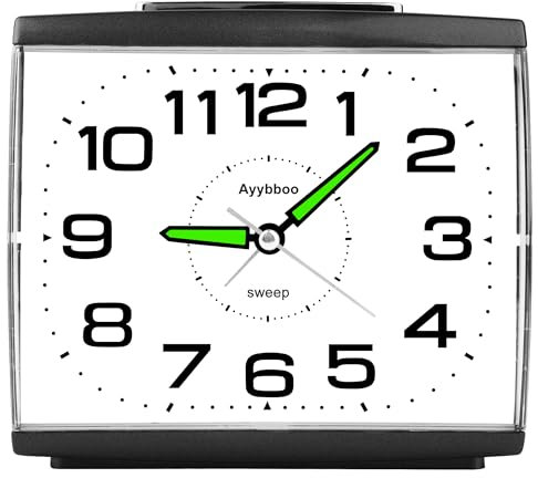 Ayybboo Wecker Analog Ohne Ticken,Seniorenwecker mit Schlummerfunktion,Nachtlicht,Lauter Alarm,Großes Zifferblatt Quarzwecker,Wecker Schlafzimmer