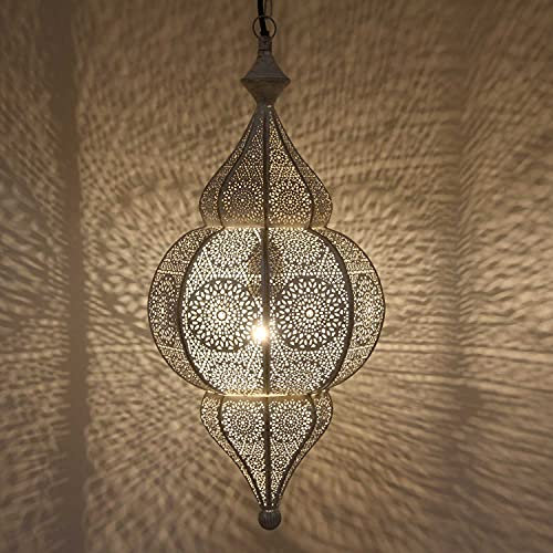 Casa Moro Lampada Orientale Jamila H54 cm Shabby Bianco Oro Marocchino Boho Chic Ramadan LN2020