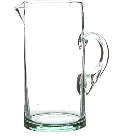 Nicola Spring Jebel Recycled Glass Jug - 1L - Clear - Sustainable Hand-Blown Moroccan Glass Pitcher Carafe for Water, Juices, Cocktails, Home, Bar, Eco-Friendly Gift