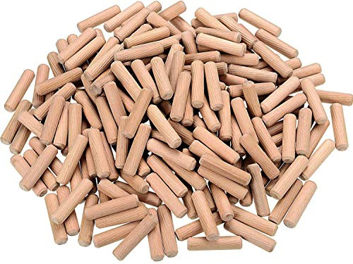 TERF® Holzdübelstifte, 6 mm x 30 mm, Massivholz, getrocknet, geriffelt, abgeschrägt, Hartholzstangen, Möbel für professionelle Tischler, Heimwerker- und Bastelprojekte, 200 Stück