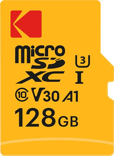 Kodak - Carte Micro SD 128 Go UHS-I U3 V30 A1 microSDHC/XC - Carte Mémoire Micro SD - Vitesse de Lecture 95MB/s Max - Vitesse d'Écriture 85MB/s Max - Stockage Supplémentaire Appareils Multimédias