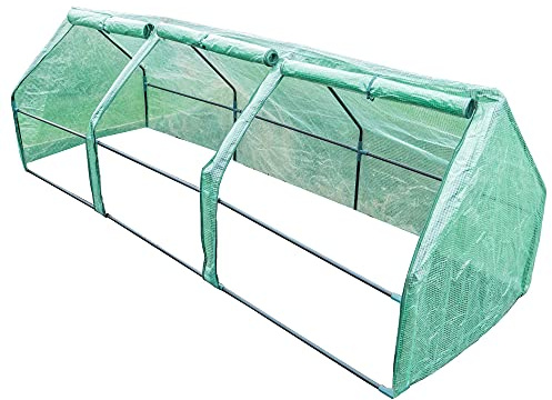 Garden Gear Cloche Plant Cover, Portable Mini Greenhouse, Outdoor Grow Polytunnel Plants & Vegetables Protection with Zipped Windows & Steel Frame (Extra Long Apex Cloche)