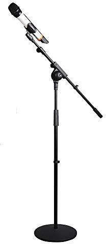 JTRHD Mikrofonständer-Set Geneigte Rod Aufnahme Singen Heavy Duty Bodenmontage Disc Mikrofonhalter für einfachen Transport (Farbe : Black, Size : 80-160cm)