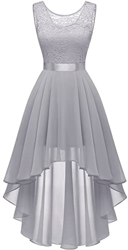 Berylove Vokuhila, Abito da Cocktail da Donna, Elegante, per Matrimoni, Feste, Senza Maniche, per Damigella d'Onore BLP7035 Grey XL