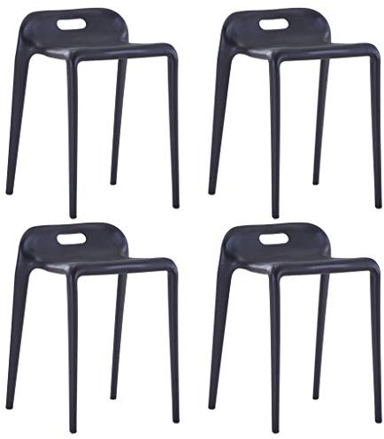 Susany Stapelbare Hocker 4 Stk.Barhocker Bistrostuhl Kunststoff Küchenhocker für den Innen- als auch für den Außenbereich geeignet,Abmessungen:36,5 x 41 x 54,5 cm (B x T x H),Schwarz