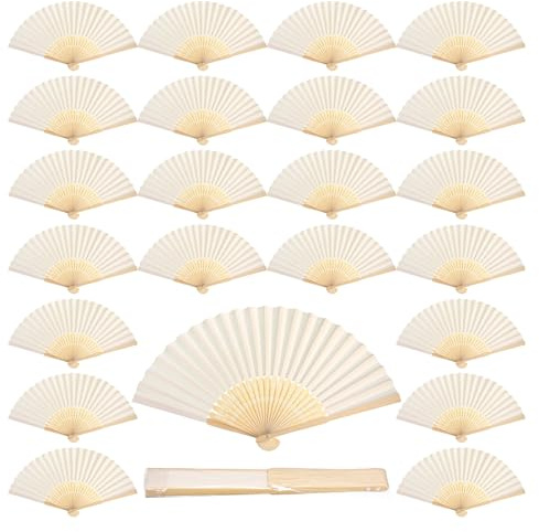 60 abanicos de mano de papel blanco de bambú, abanicos plegables de mano, abanicos de boda, abanicos plegados para novia, baile, fiesta, recuerdos, iglesia, hogar, oficina, decoración, regalo,