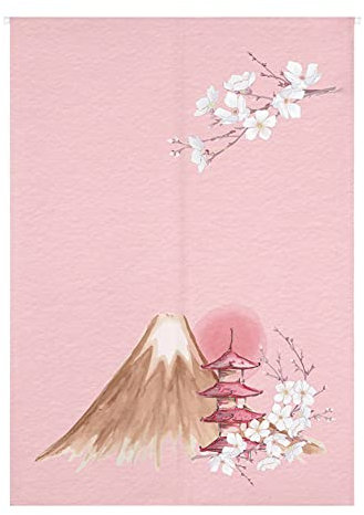 Hiseng Cortina de Puerta Japonesa Noren para Decoración del Hogar, Tapiz Cortina de Partición Dormitorio Kitchen Shop Restaurante Separador de Puerta (90x150cm,pabellón Rosa)