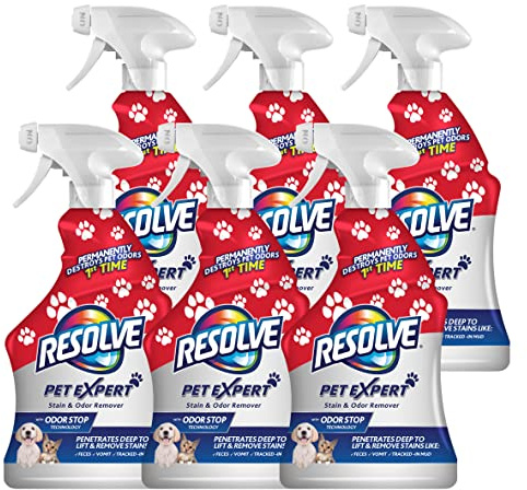 Resolve Pet Expert Stain and Odor Remover, Carpet Cleaner, Pet Stain and Odor Remover, Carpet & Upholstery Cleaner - Removes Stains and Odors, 22 oz (pack of 6)