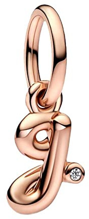 BEEUVIP Rosengold G Charm-Anhänger, 925 Sterlingsilber, Motiv: Buchstabe des Alphabets, für Armbänder, kompatibel mit europäischen Armbändern