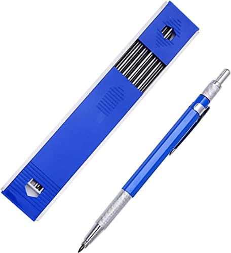 Teogneot HB Bleistift Druckbleistift mit 10 Stück Pencil Nachfüllungen, für Entwurfszeichnung, Tischler, Basteln, Art Skizzieren 2.0mm，Blau