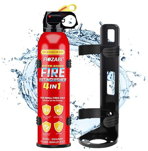 FIOZABI 1 PACK Portable Fire Extinguisher Spray 4 in-1 With Bracket for The House/Car/Kitchen/Garage/Home,0.5-A:21-B:C:5K Water-Based Fire Extinguishers(620ml/21.87OZ)…