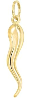 forme di Lucchetta Goldanhänger Horn 14 Karat Echtgold Unisex | 585 Gelbgold, für Ketten bis 4 mm, hypoallergen, langlebig, hergestellt in Italien