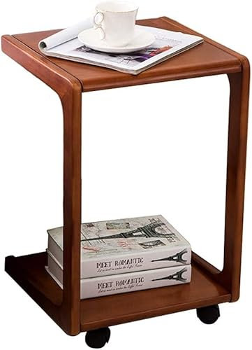 Table d'appoint de Style Antique côté canapé/café/collation/Rangement Chariot Table étroite pour la Maison, Salon, Bureau, Bois Massif, Tables gigognes en Noyer Clair