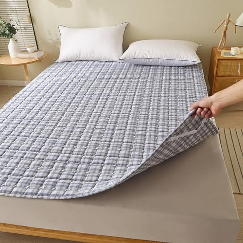 HAIBA Matratzenauflage 200x220cm Bedding Gesteppte Gurt Matratzenauflage weiche Matratzen Topper, Atmungsaktive & schnell trocknende Matratzenauflage, als Matratzenschutzbezug geeignet bettlaken