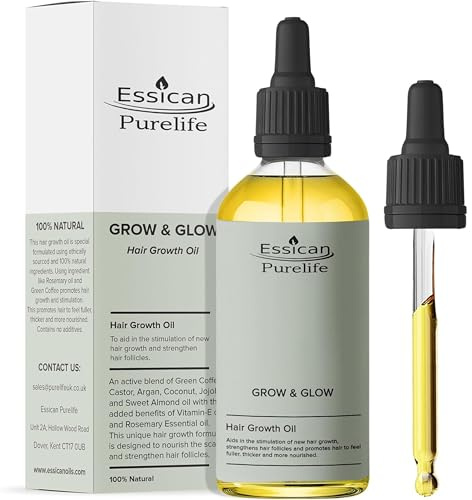 Essican Purelife Haaröl Für Haarwachstum Mit Rosmarinöl 100ml | Biotin Formel, Vitamin E Pflege, Mit Arganöl Und Kaffeeöl, Für Männer Und Frauen, Pflegt Die Kopfhaut