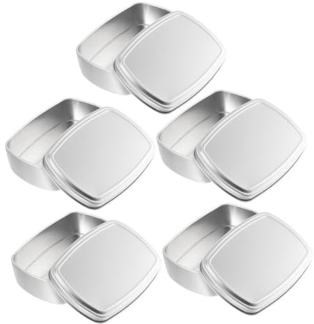 WOONEKY Rechteckige Aluminiumbox 150ml Metallbehälter Mit Deckel Aufbewahrungskiste Für Cremes Balsam Reisen 5 Stück