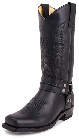 KYOESCAI Botas De Trabajo para Hombre Punta Cuadrada Altura De Pantorrilla Impermeable Occidental Bota De Vaquero,Negro,42 EU