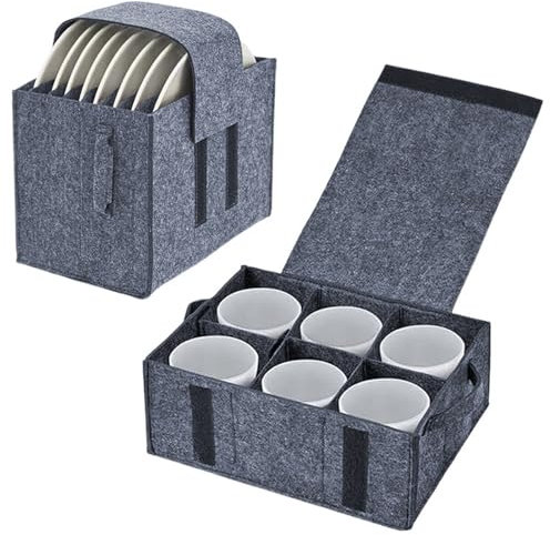 Cathpetic 1 porta piatti per roulotte + 1 portabicchieri, accessori per camper da cucina, organizer portatile in feltro per piatti