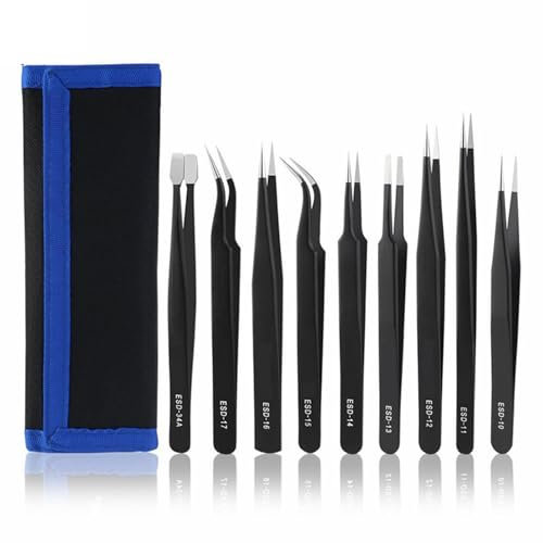 UMLIPOT Pinzette Sets, Precision Tweezers Edelstahl, Modellbau Pinzette, Sharp Tweezers 9 StüCk Tool For Lab Electronics, Schmuck, Schönheit And Präzisionsarbeit