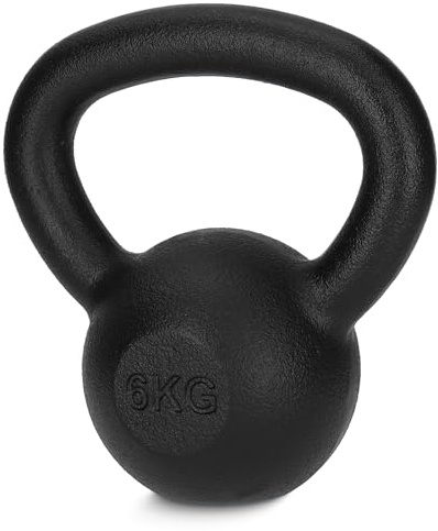 4FIZJO Kettlebell aus Gusseisen, Schwunghantel für Fitness, Kraft und Ausdauertraining, Kugelgewicht, Rundgewichte für Zuhause, Turnhalle, Gewichte Bodenschonende - Kugelhantel, Farbe: Schwarz