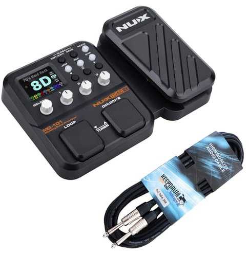 Nux Effektgerät MG101 Multieffekt-Pedal für E-Gitarre mit keepdrum Gitarrenkabel