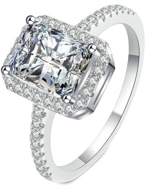 BCughia Diamantring Weißgold 750, 18 Karat Quadrat Halo Ring mit Labor Diamant 1ct Damenring Verlobungsring Größe 53 (16.9)