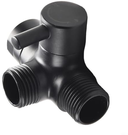 Honseadek Valvola deviatrice per doccia in ottone, G1/2 a 3 vie con adattatore a T, connettore splitter, per controllo del flusso d'acqua fisso a mano (nero)