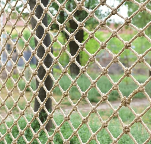 RVUEM Safety Hemp Rope Net, Anti-Fall Fence Net, Climbing Rope, for Kids Outdoor, Stairs, Balcony and Decoration,Rope thickness:6mm,2×2m
