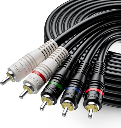 LUKFOCAB 5-RCA Male Component Video/Audio Cable 6FT, Supports 1080i, RGB Component YPbPr Cable with Audio for DVD, STB, TV Box, HDTV, Camcorder, Projector