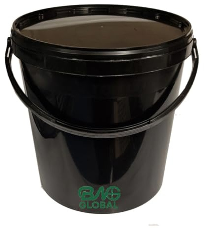 BW Wholesale - - Black Bucket With Lid - Plastic Bucket Pail + Handle & Lid - Food Grade BPA Free - Multi-use Fermentation Feed Dry Food Liquid Chemicals Hydroponics Storage Container (1, 10Ltr)