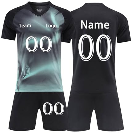 Fußball Trikot Jungen/Herren Personalisiert Fussball Trikot Set Individuelle Namen Nummer Logo Torwarttrikot Selbst Gestalten Fußballtrikot Jungen Sport Shirt Erwachsene Teenager Schnelltrocknend