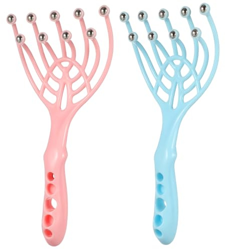 ROMISBABA 2 Pezzi Massaggiatore per Capelluto con Artigli Rotanti Strumento Portatile in Plastica Resistente per e Rilassante per Adulti